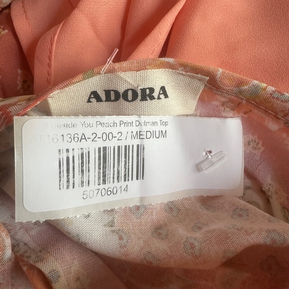 Adora “Beside You” Peach Floral Dolman Sleeve Top - Picture 2 of 5